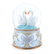 Enchanted Swans Spinning Musical Water Snow Globe in White color Round
