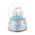 Romantic Swan Spinning Musical Water Snow Globe in White color Round