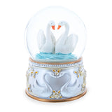 Enchanted Swans Spinning Musical Water Snow Globe in White color Round