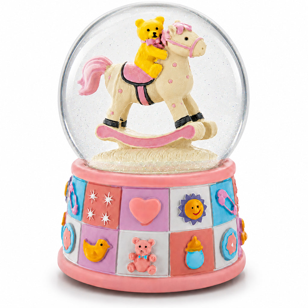 Lullaby Baby Nursery Music Box with Teddy Bear Water Globe in Multi color Round