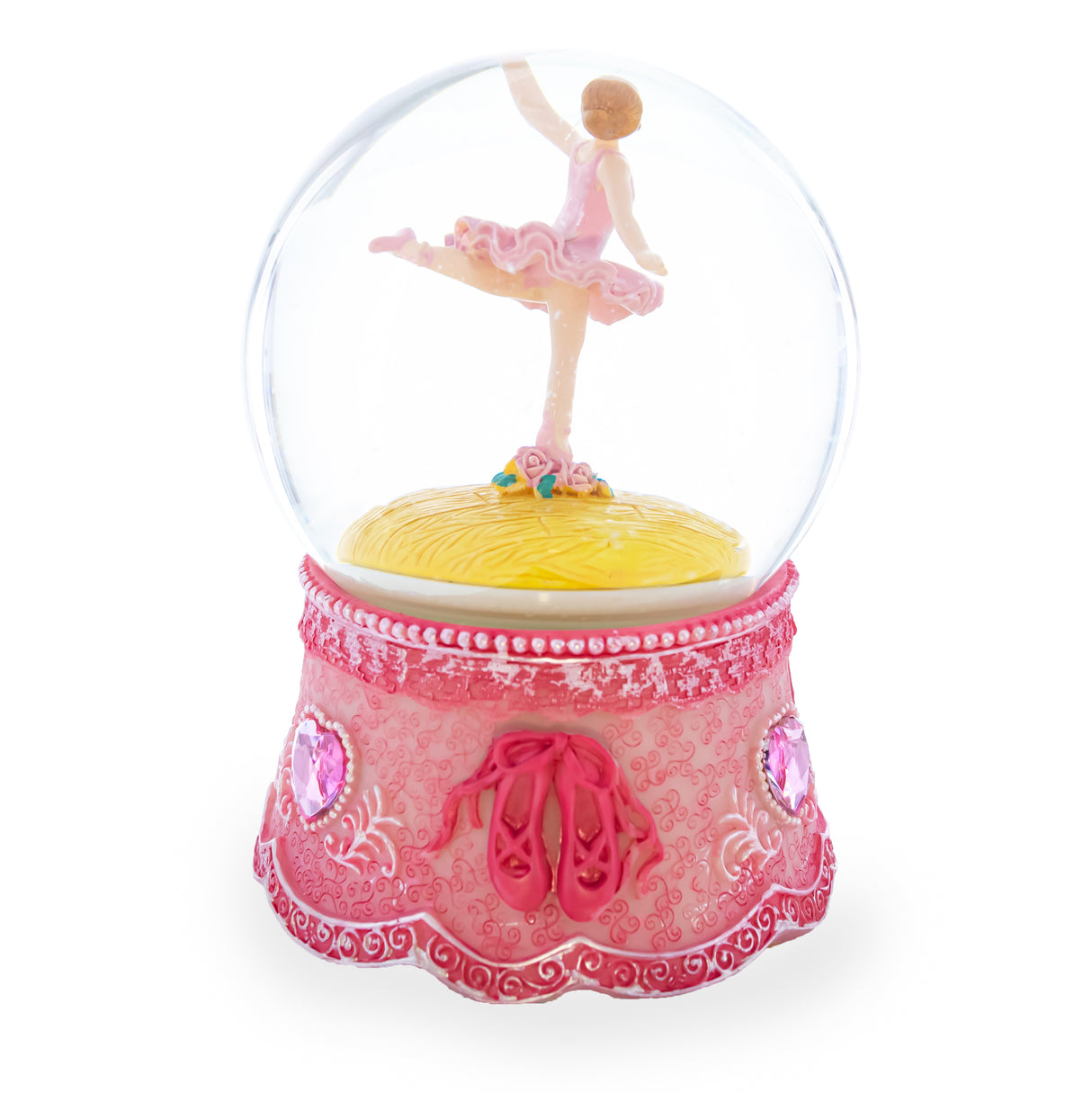 Graceful Pirouette: Pink Ballerina in Enchanting Spin - Musical Water Snow Globe ,dimensions in inches: 5.75 x 4 x 4