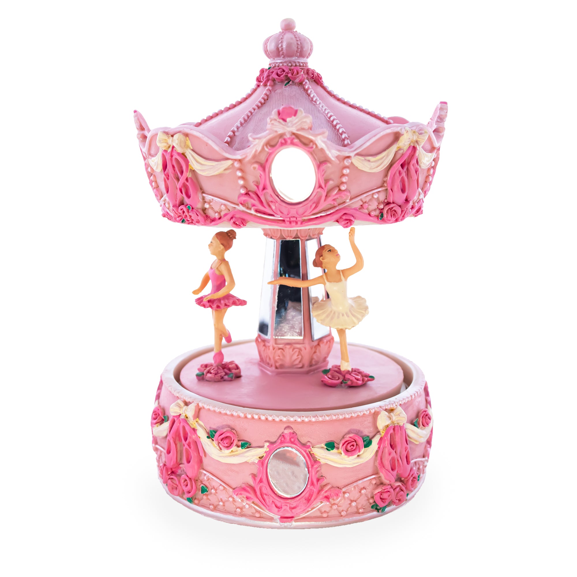 Pink Ballerina Carousel Rotating Musical Figurine in Pink color