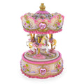 Floral Three Horses Carousel Spinning Musical Figurine in Pink color