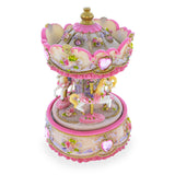 Floral Three Horses Carousel Spinning Musical Figurine , dimensions in inches: 6.6 x 4.25 x 4.25
