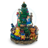 Illuminated Tree Magic: LED Lights Musical Water Snow Globe, 9.6 Inches, with Children Decorating Christmas Tree in Multi color, Round shape