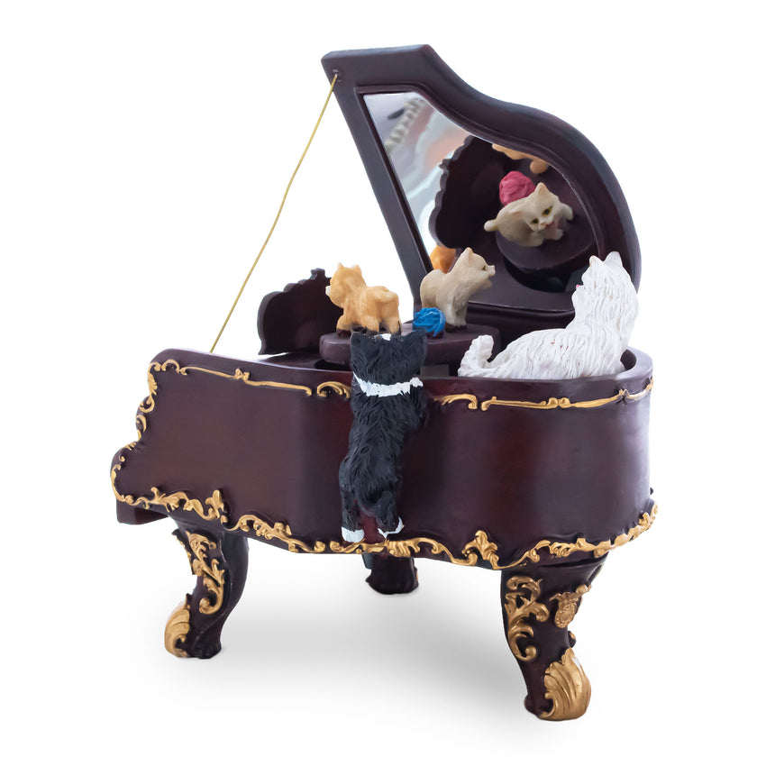 Purrfect Piano Serenade: Animated Musical Figurine with Cats Playing , dimensions in inches: 7.2 x 5.4 x 4.2