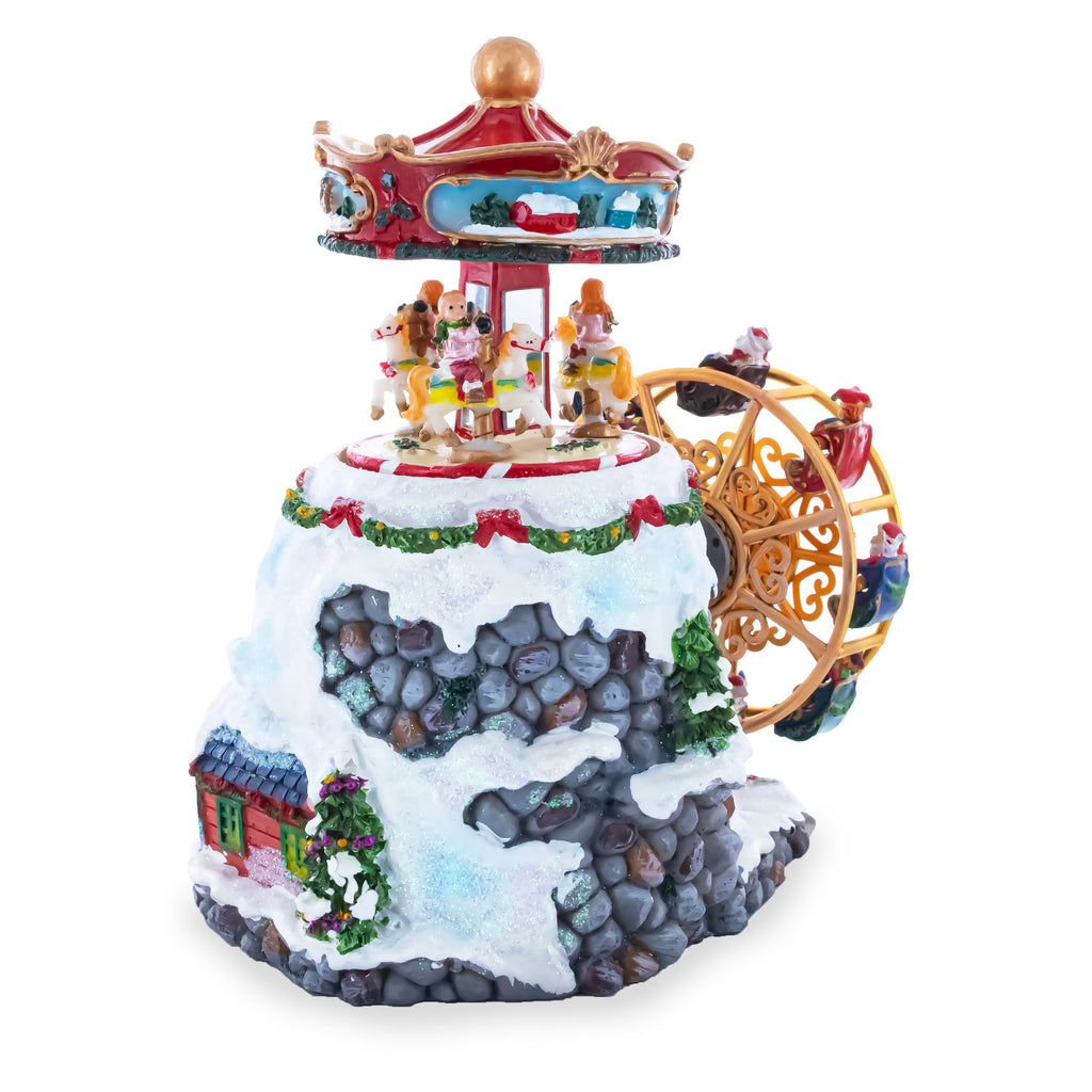 Whirling Ferris Wheel Village: Musical Christmas Figurine with Rotating MotionChina , dimensions in inches: 7.24 x 5.87 x 5.6
