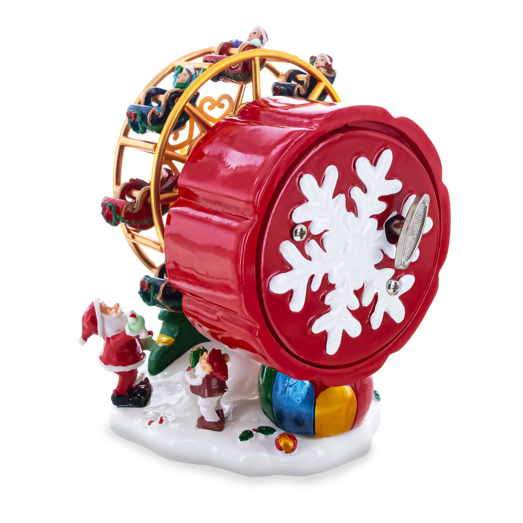 Santa's Whirling Ferris Wheel Rotating Musical FigurineChina , dimensions in inches: 5.1 x 4.3 x 3.7