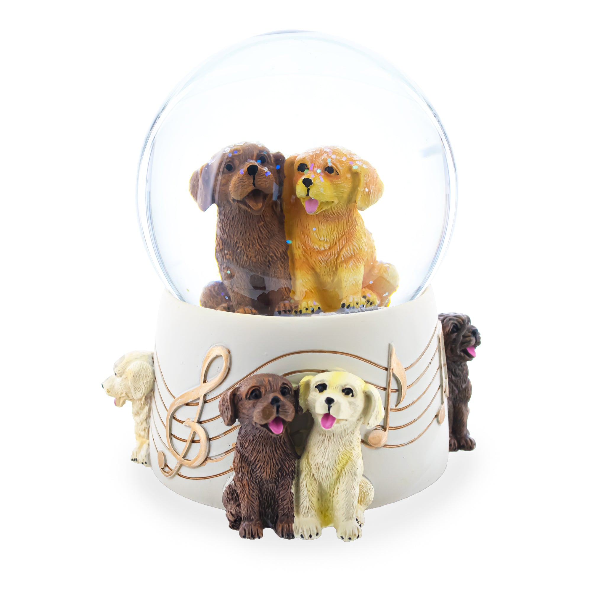 Dogs Party Musical Water Snow Globe in White color