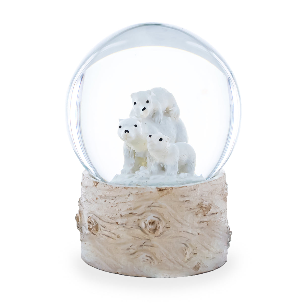 Resin Arctic Bears Mini Water Snow Globe: Polar Bear Family Delight in White color