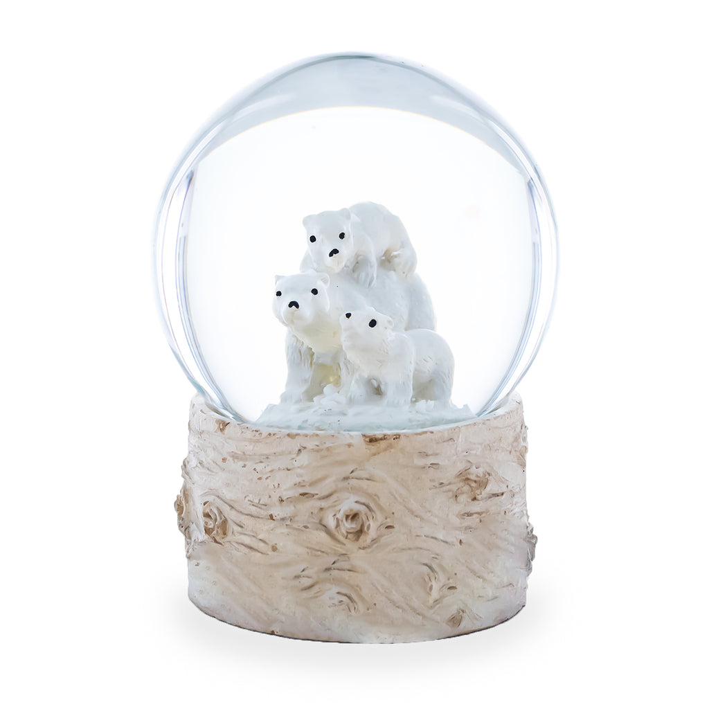 Polar Bears Mini Water Snow Globe in White color