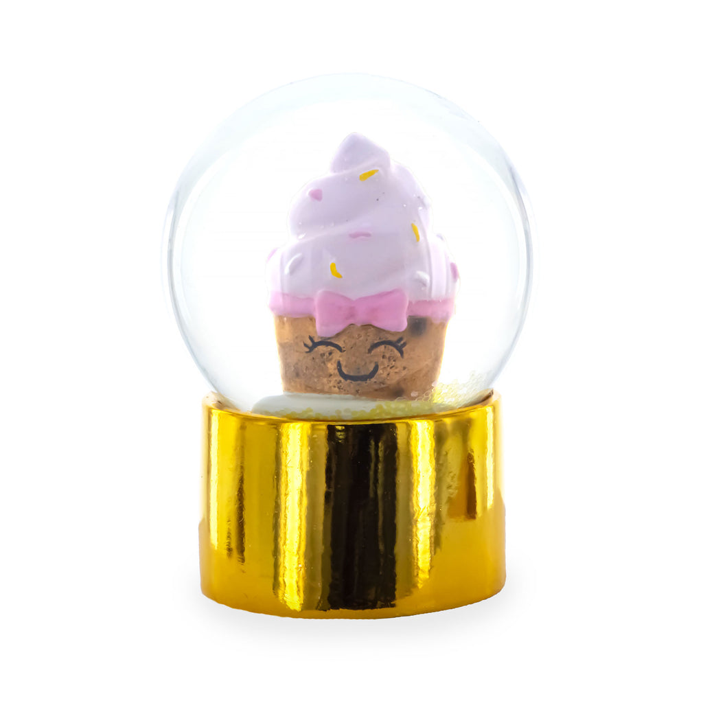 Golden Cupcake Elegance Mini Water Snow Globe in Gold color