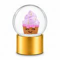 Golden Cupcake Elegance Mini Water Snow Globe in Gold color