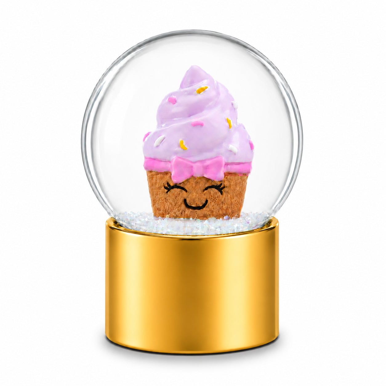 Golden Cupcake Elegance Mini Water Snow Globe in Gold color