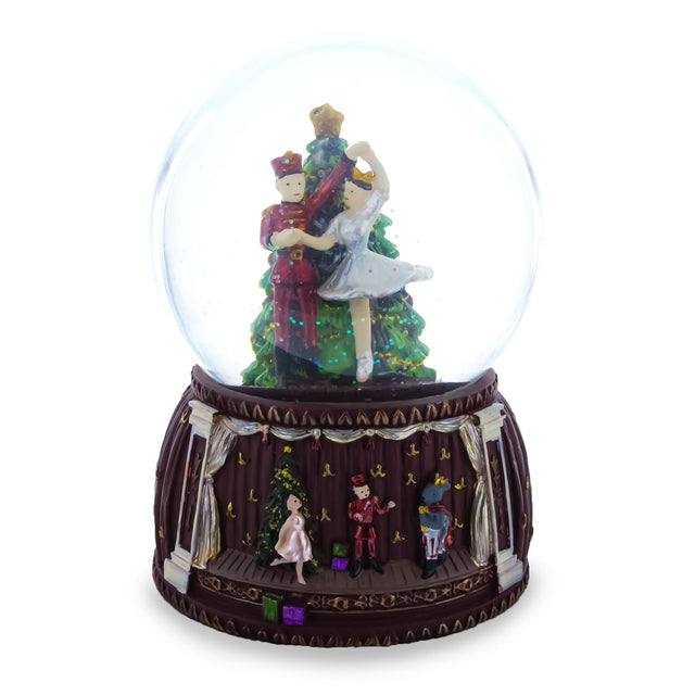 Dancing Nutcracker and Ballerina Musical Water Snow Globe in Multi color Round
