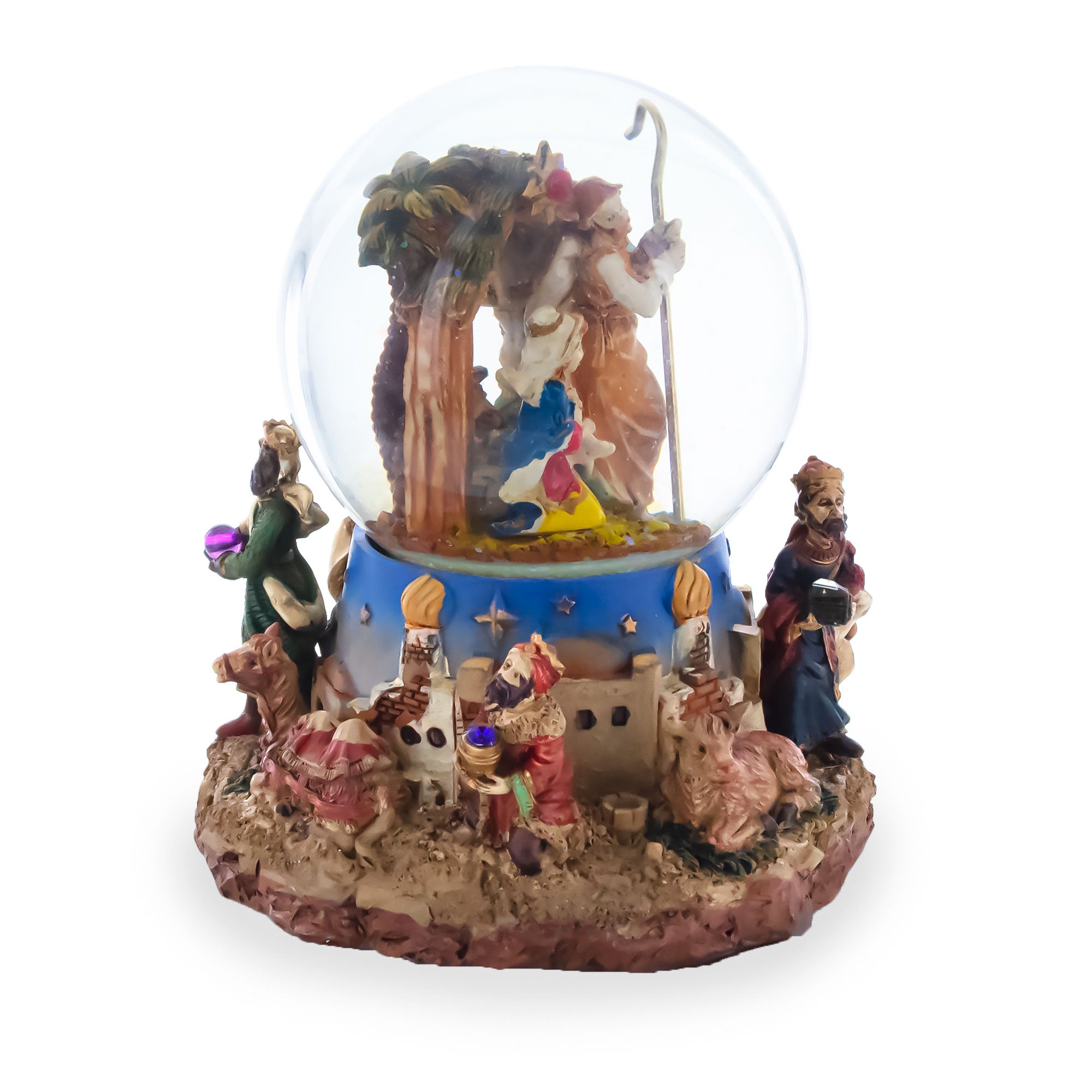 Shop Regal Gift Bearers Nativity Scene Musical Water Snow Globe. Buy Snow Globes Religious Nativity Multi Round  for Sale by Online Gift Shop BestPysanky Christmas water globe snowglobe music box musical collectible figurine xmas holiday decorations gifts rotating animated spinning animated unique picture personalized cool glitter flakes festive wind-up