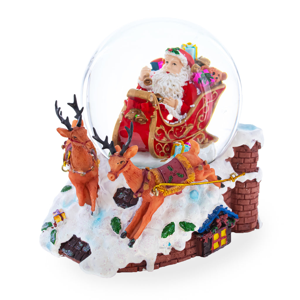 Santa Delivering Gifts Musical Christmas Water Snow GlobeChina , dimensions in inches: 6 x 4 x 4