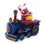 Santa's Train of Gifts Musical Water Snow Globe in Blue color Round