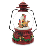 Santa's Wildlife Symphony: Illuminated Musical Snow Globe with Forest Creatures in Red color,  shape