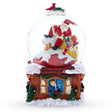 Santa with Christmas Gifts Chimney Journey Musical Water Snow Globe in Multi color Round