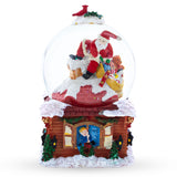 Resin Santa with Christmas Gifts Chimney Journey: Musical Water Snow Globe in Multi color Round