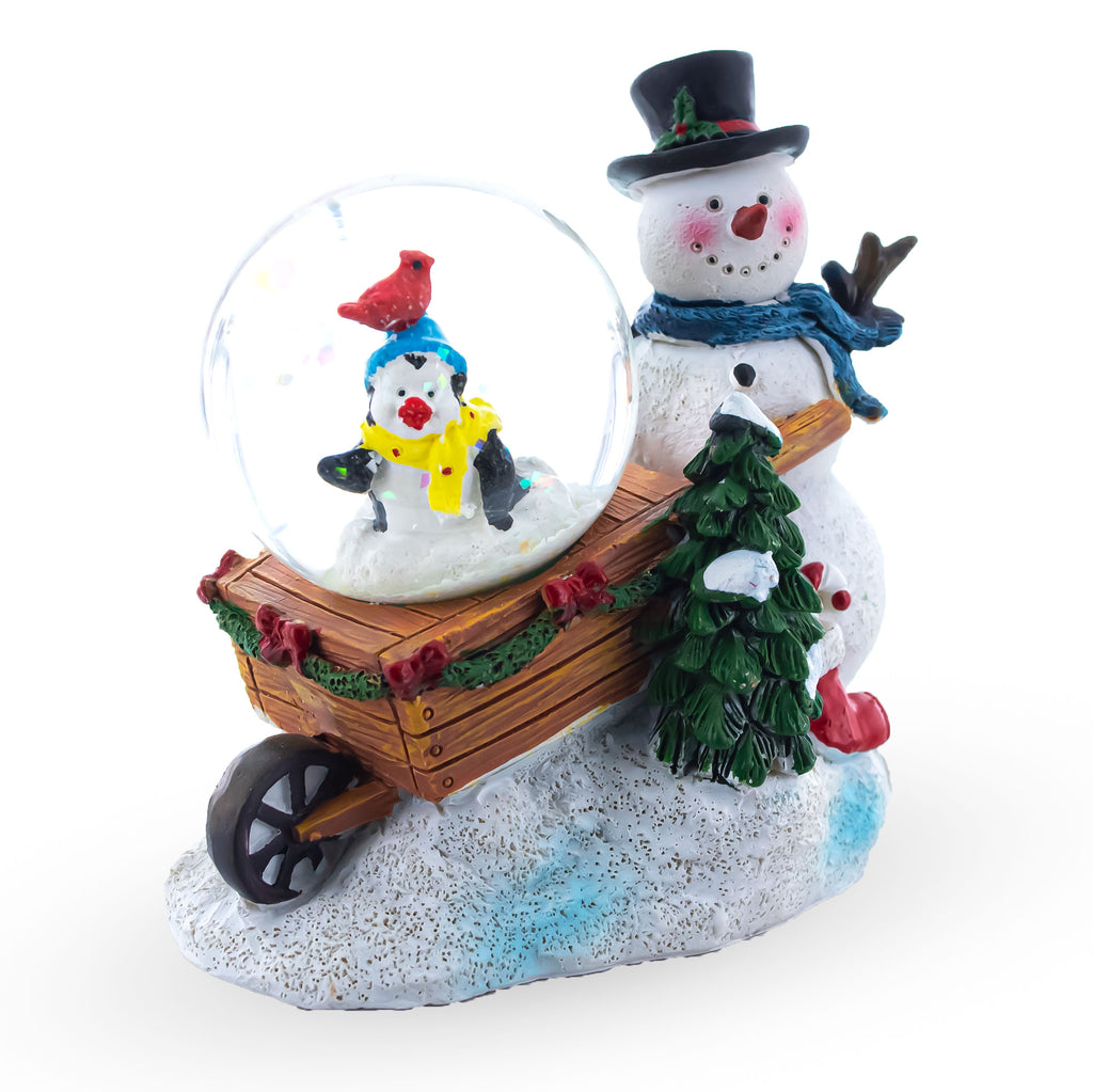 Resin Frosty Friends Snowman Mini Water Snow Globe with Penguin and Cardinal in Multi color