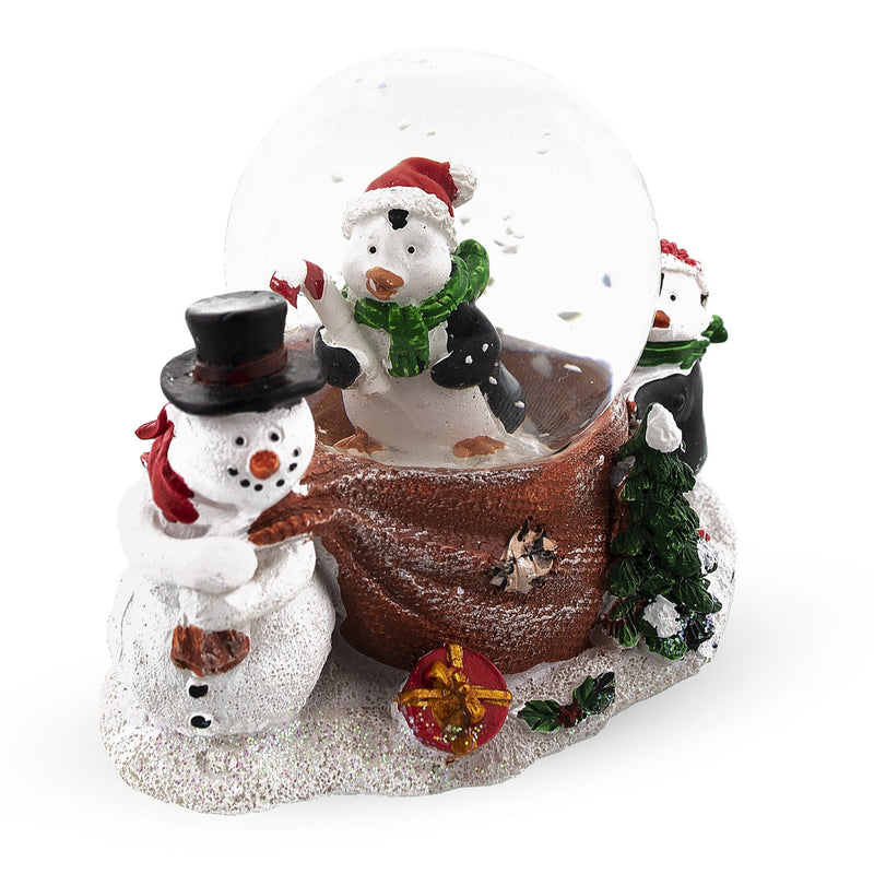 Snowy Penguin Gift Carriers: Mini Water Christmas Snow Globe with Snowman
