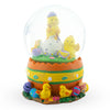 Glass Easter Egg Delight: Mini Water Snow Globe with Chicks Decorating in Yellow color Round