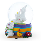 Bunnies Decorating Easter Eggs Musical Water Snow Globe , dimensions in inches: 5.3 x 4.7 x 4