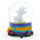 Bunnies Decorating Easter Eggs Musical Water Snow Globe ,dimensions in inches: 5.3 x 4.7 x