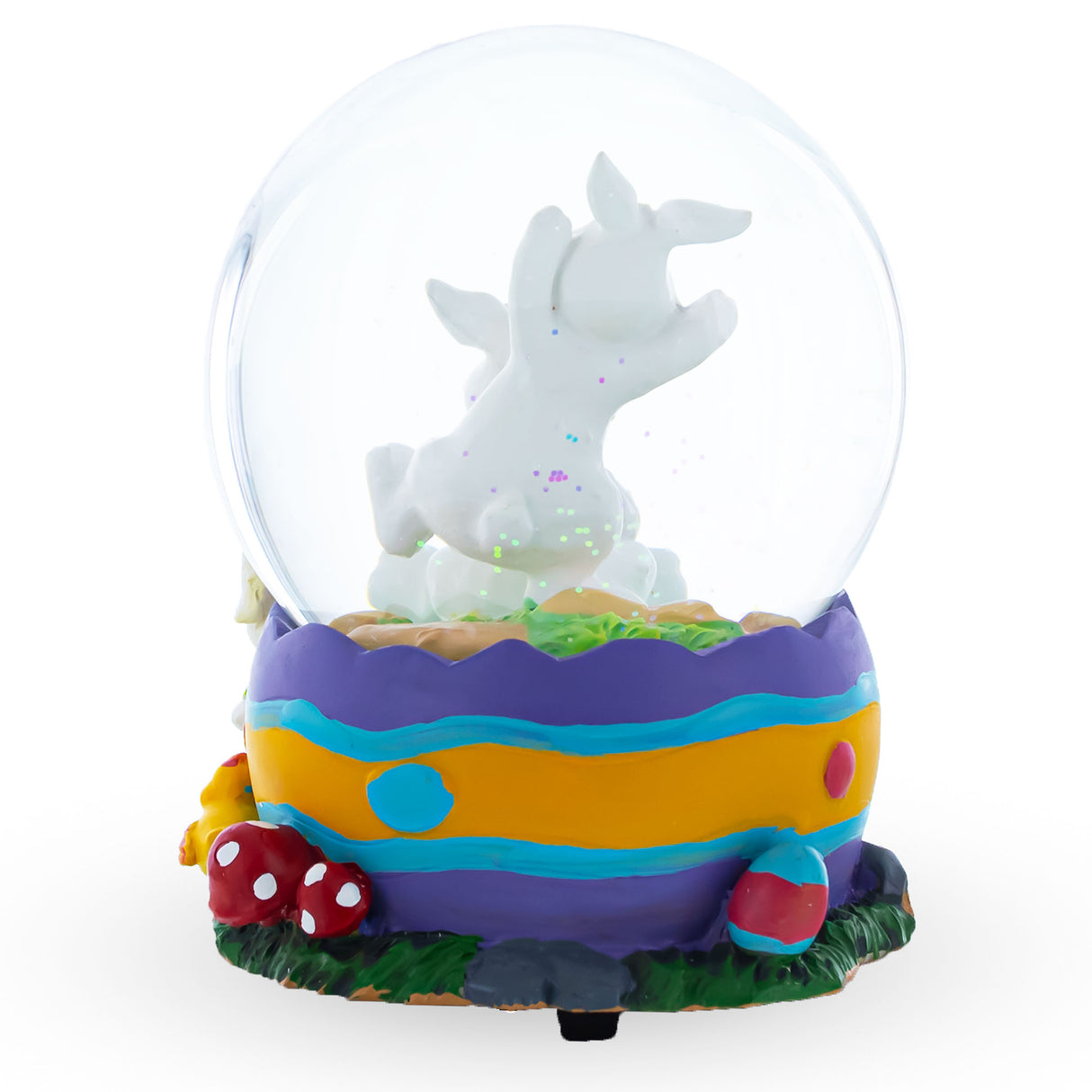 Bunnies Decorating Easter Eggs Musical Water Snow Globe ,dimensions in inches: 5.3 x 4.7 x