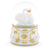 Glass Enchanted Swans in Motion: Spinning Musical Water Snow Globe in White color Round