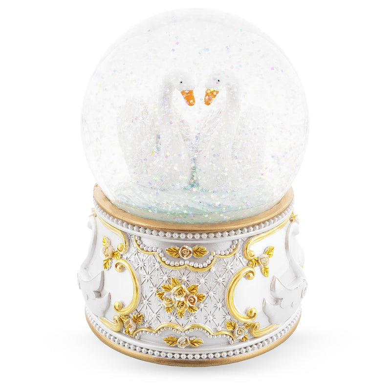Enchanted Swans in Motion: Spinning Musical Water Snow Globe