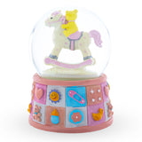 Lullaby Teddy on Rocking Horse Musical Water Snow Globe , dimensions in inches: 5.72 x 4 x 4