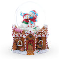 Gingerbread Cottage Snowmen Romance Musical Water Snow Globe in Multi color Round