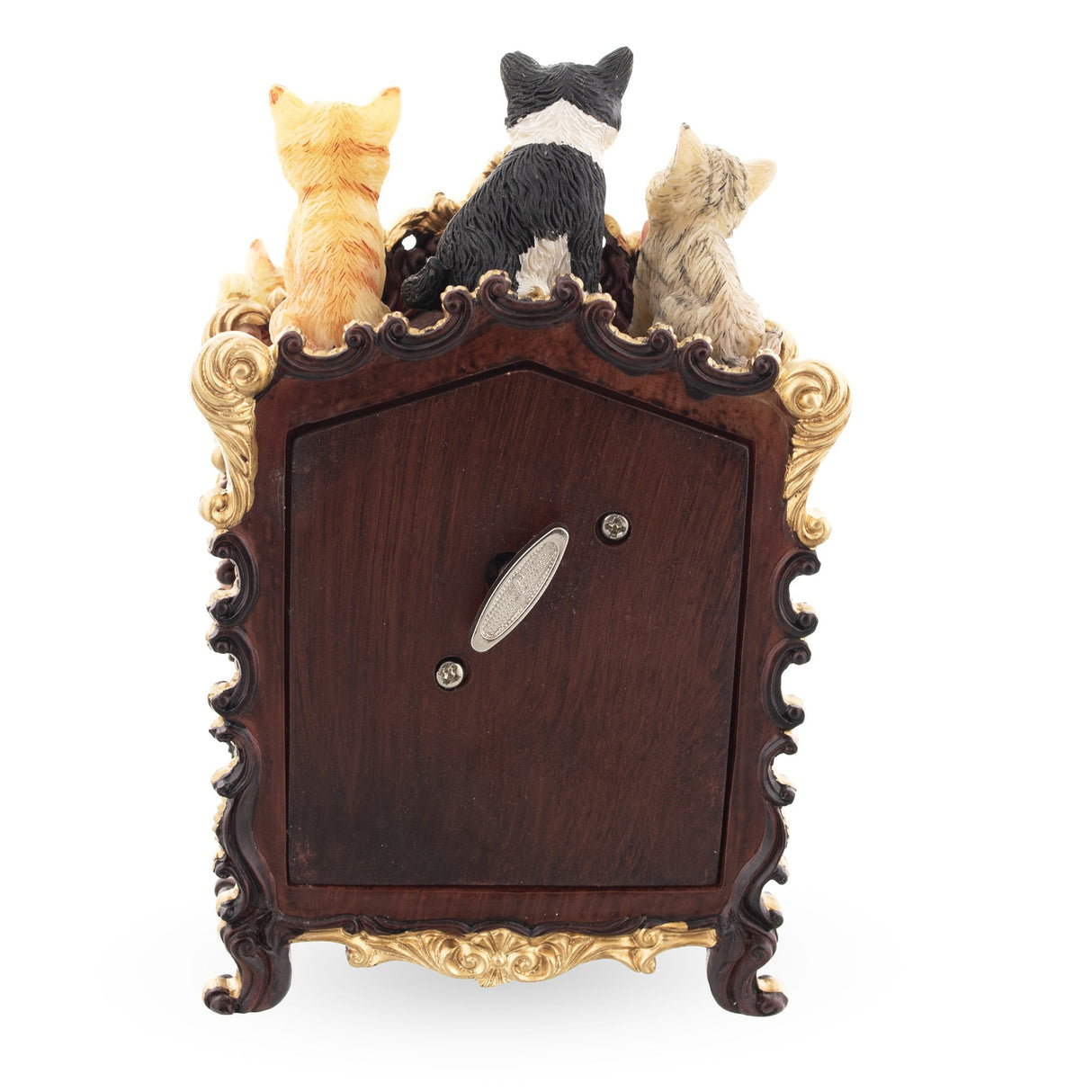 Whimsical Cat Clock Concert: Animated Musical Figurine with Playful Felines ,dimensions in inches: 6.1 x 3.3 x 4
