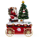 Santa's Mobile Tree Melody: Spinning Christmas Tree Musical Box on Wheels in Red color,  shape