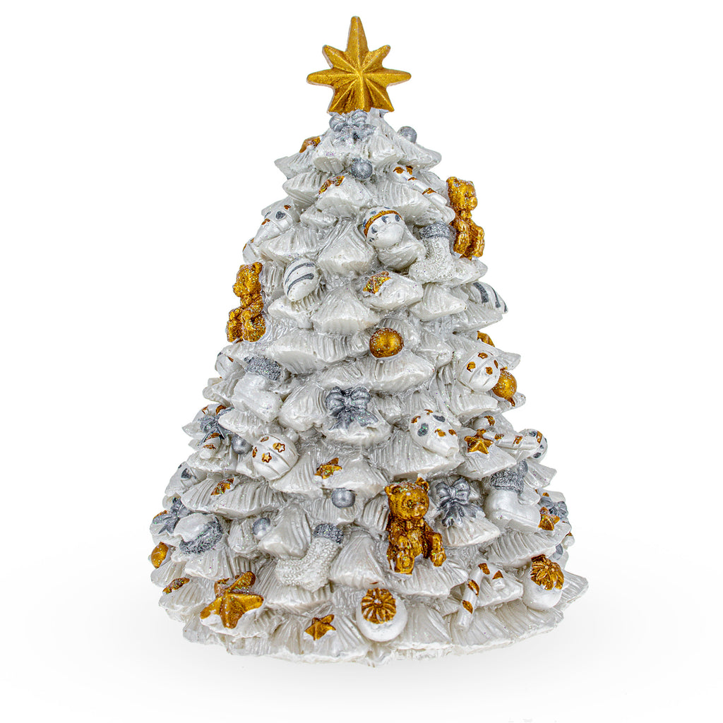 Whirling Winter Wonder: White Christmas Tree Spinning Musical Figurine in White color Triangle