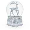 Resin Silver Reindeer Serenade: Musical Christmas Water Snow Globe in Shiny Elegance in White color