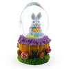 Resin Garden Bunny Harvest: Water Globe with Bunny and Carrots Basket in Multi color