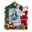 Resin Festive Santa Tree Trim: 10-Inch Picture Frame with Christmas Tree Decoration in Multi color