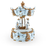Santa's Reindeer Carousel: White Spinning Christmas Musical Box , dimensions in inches: 6.2 x 4.1 x 4.1