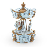 Santa's Reindeer Carousel: White Spinning Christmas Musical Box in White color