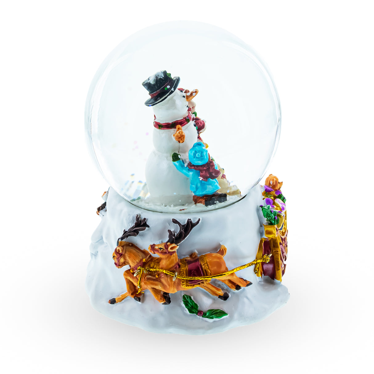 Warm Snowman Embrace: Musical Water Snow Globe with Kids Hugging ,dimensions in inches: 4.8 x 3.5 x 3.5