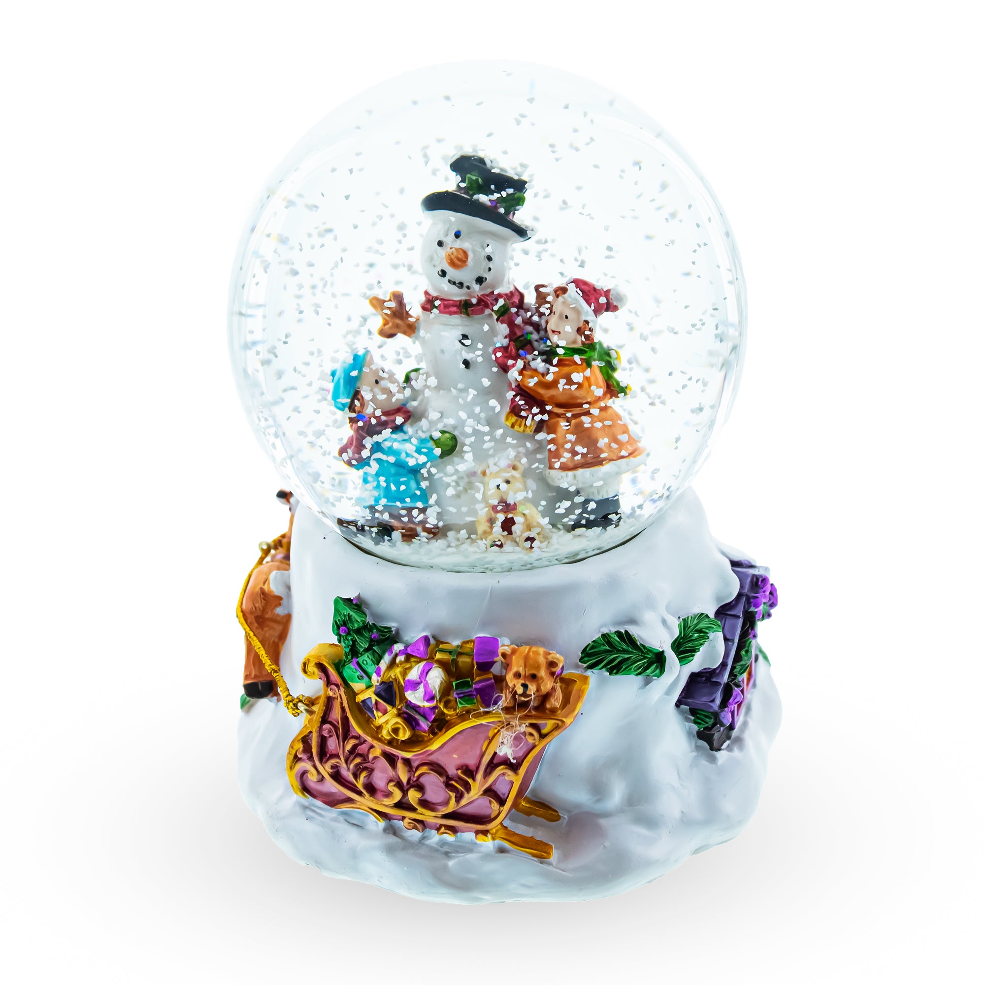 Snowman Embrace Musical Water Snow Globe in White color
