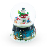 Snowman, Polar Bears, and Penguins Musical Spinning Snow Globe in Multi color Round