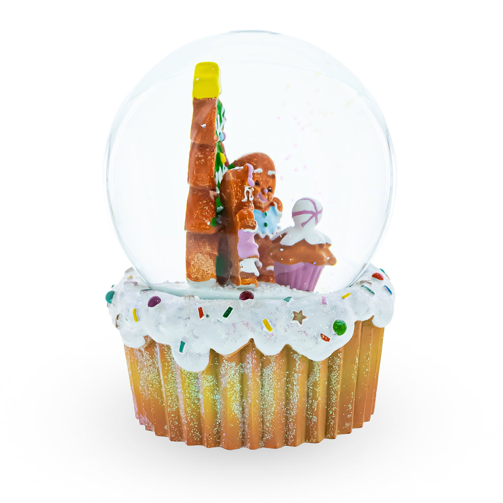 Gingerbread Family and Cupcake Musical Christmas Water GlobeChina , dimensions in inches: 5.6 x 4 x 3.8
