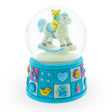 Little Voyager: Teddy Bear on Rocking Horse - A Perfect Baby Boy Gift Musical Water Snow Globe in Blue color, Round shape