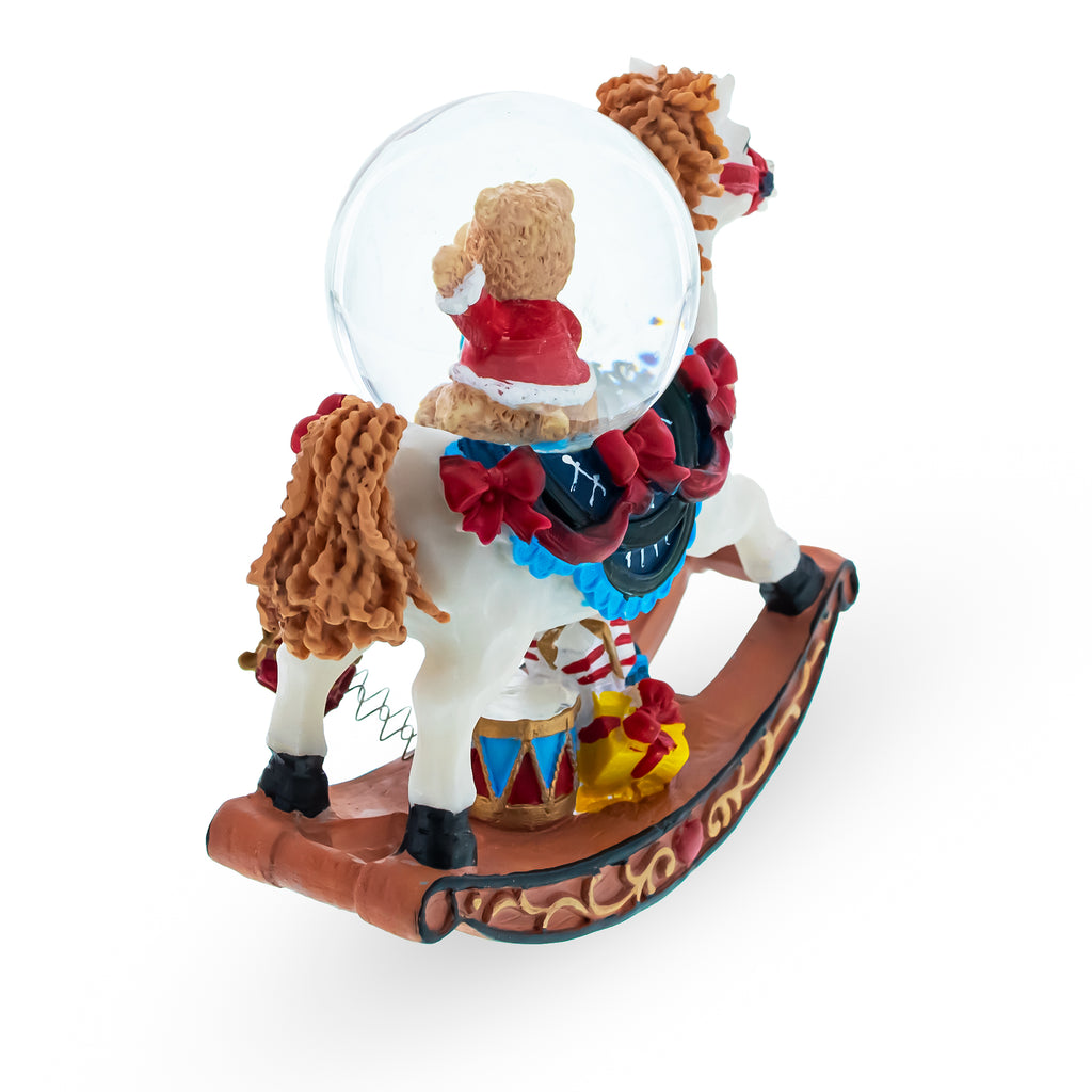 Teddy Bears' Rocking Horse Christmas Water Snow GlobeChina , dimensions in inches: 4.05 x 4 x 1.8