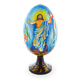 Jesus has Risen Wooden Easter Egg Figurine 4.75 Inches in Multi color Oval